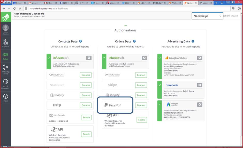 Wicked Reports Authorizations Dashboard